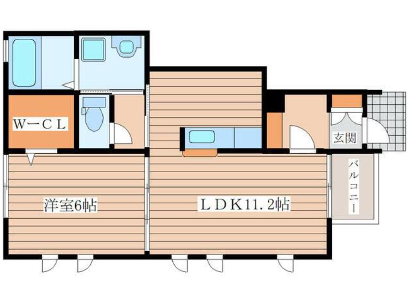 WISH南光台(1LDK/1階)の間取り写真