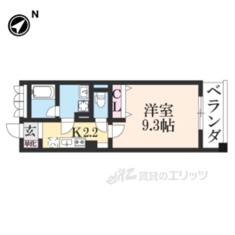 クレスト2(1K/2階)の間取り写真