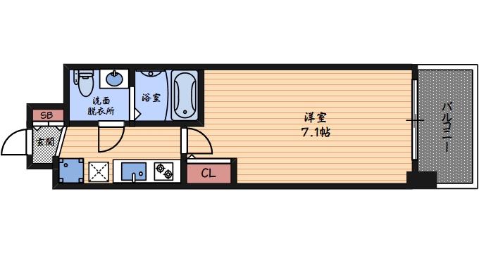 セレニテ福島CALME(1K/9階)の間取り写真