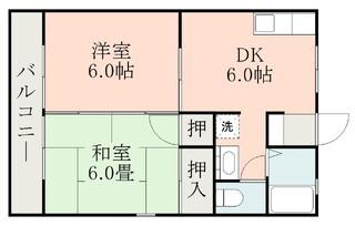 セジュールかんのかど B棟(2DK/2階)の間取り写真