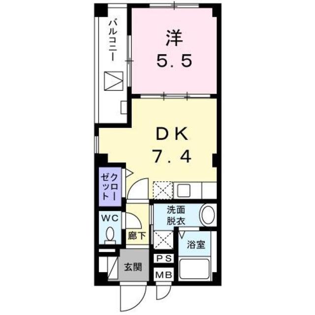 フォリアージュ(1DK/4階)の間取り写真