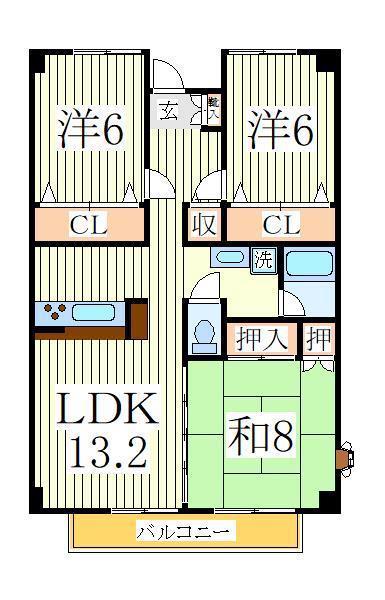 サンクレール(3LDK/4階)の間取り写真