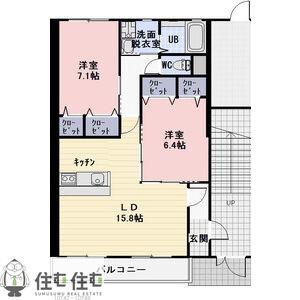 クレール B(2LDK/1階)の間取り写真