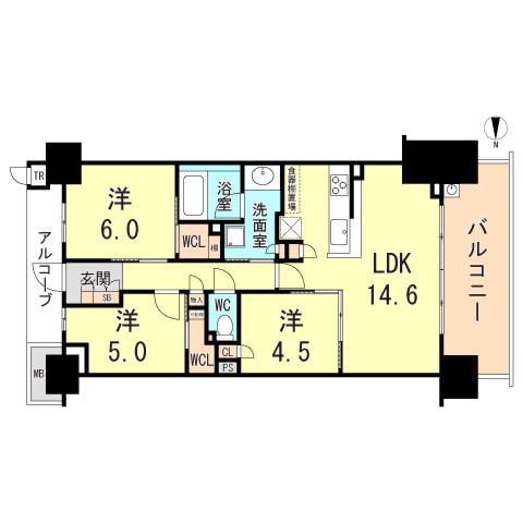 パークホームズ伊丹稲野ガーデンスクエア パークフロント(3LDK/15階)の間取り写真