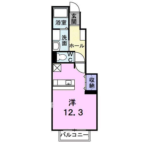 フリーデB(ワンルーム/1階)の間取り写真