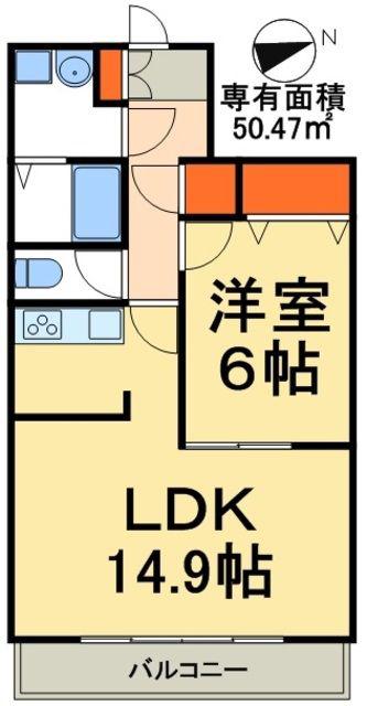 FREAHEIM(1LDK/1階)の間取り写真