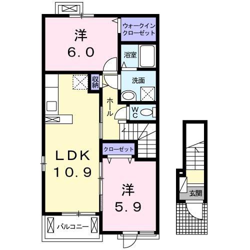グランコート乃木坂II 南館(2LDK/2階)の間取り写真