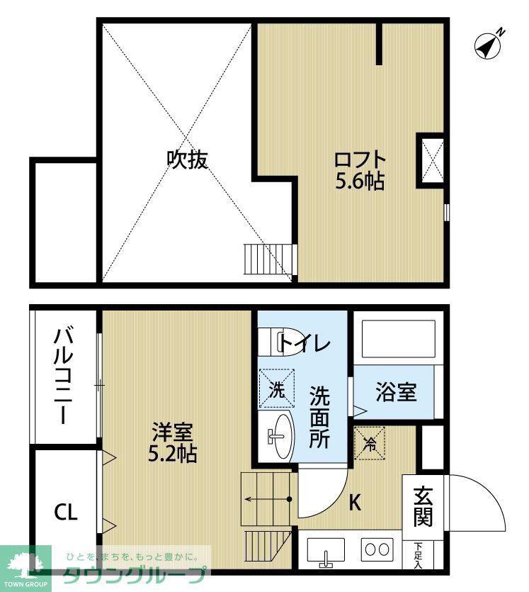 ソラーナ天台(1K/2階)の間取り写真