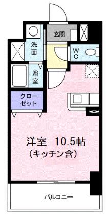 メルヴェーユ(ワンルーム/6階)の間取り写真