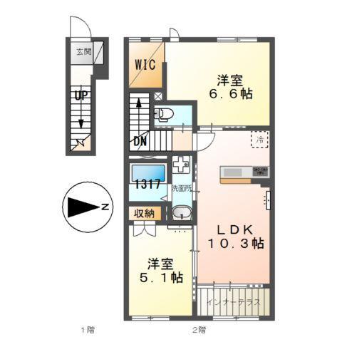 サクラーレ坂(2LDK/2階)の間取り写真