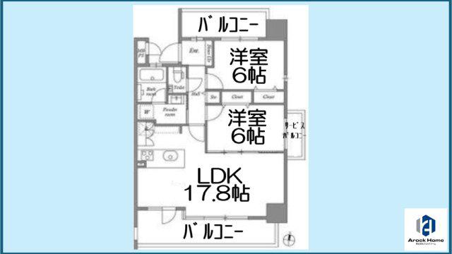 茶屋ヶ坂ライズ(2LDK/9階)の間取り写真