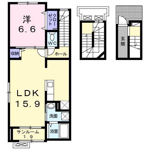 ラ・フィーナ寺山(1LDK/3階)の間取り写真