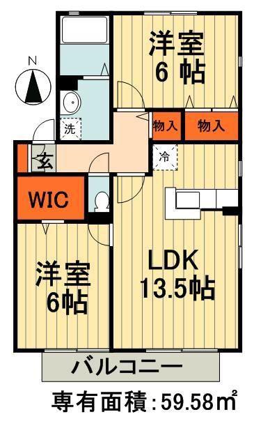 ステジュアンA(2LDK/1階)の間取り写真