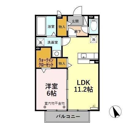 ターミナルパーク中新湊B棟(1LDK/2階)の間取り写真
