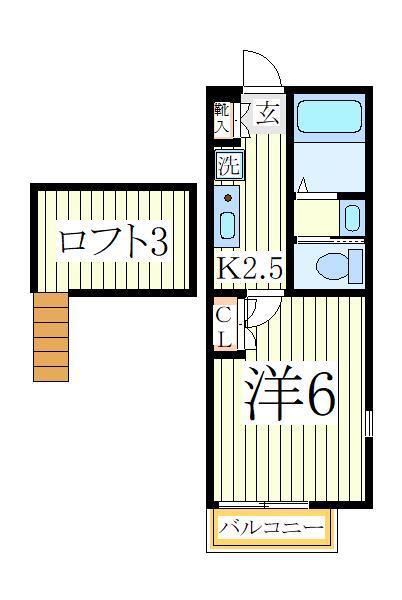 ユーフラット我孫子(1K/2階)の間取り写真