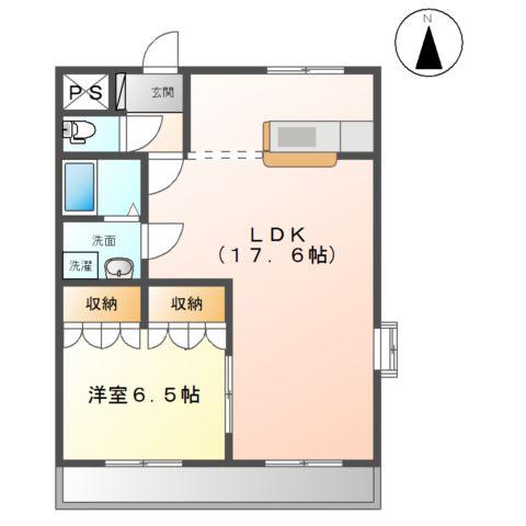 アグレストII(1LDK/2階)の間取り写真
