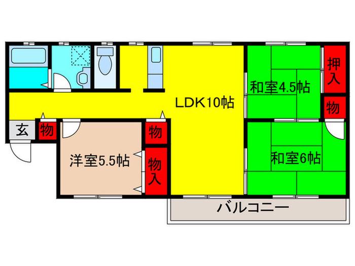 T・メゾンクレールII(3LDK/2階)の間取り写真