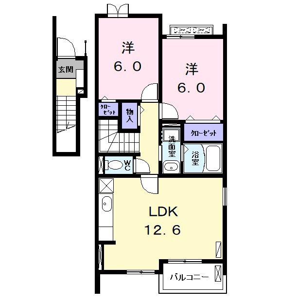 リヴィエールT(2LDK/2階)の間取り写真