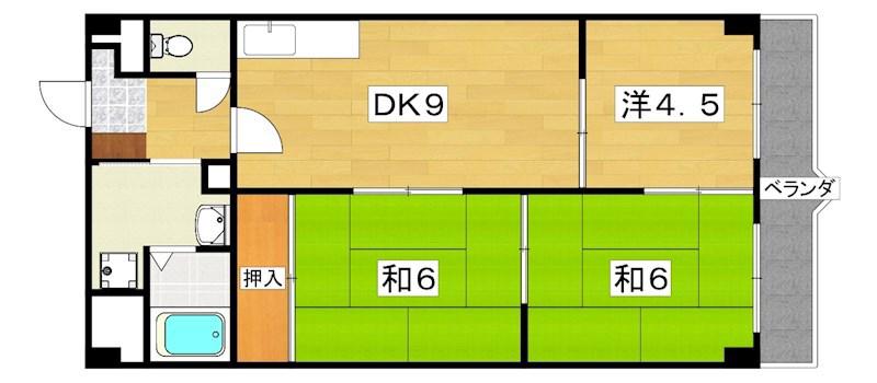 SUNミネマツ(3DK/9階)の間取り写真
