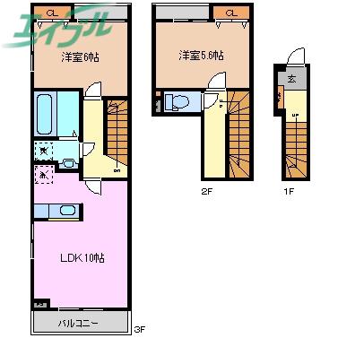 フェリーチェ・ヴィータ(2LDK/2階)の間取り写真