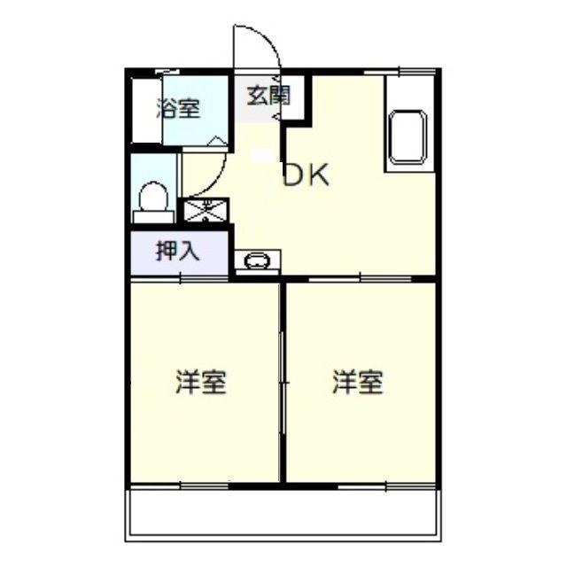 パルコA(2DK/1階)の間取り写真