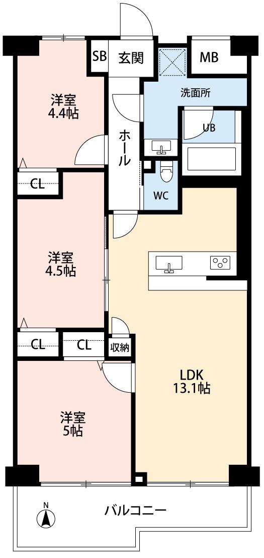 尾久橋スカイハイツ(3LDK/1階)の間取り写真
