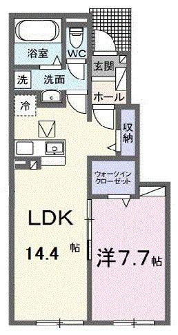 カファーラ・N(1LDK/1階)の間取り写真
