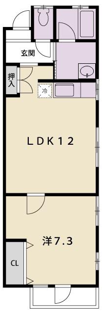 西山荘(1LDK/2階)の間取り写真