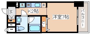 CITYSPIRE新神戸(1K/10階)の間取り写真