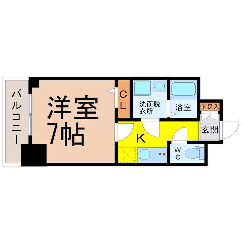 エスリード名古屋STATION ウエスト(1K/7階)の間取り写真
