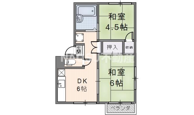 ルナハイツ・フィット8(2DK/2階)の間取り写真