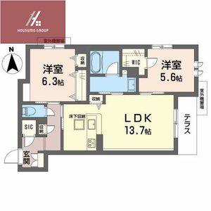 シャーメゾン シャルム本町(2LDK/1階)の間取り写真