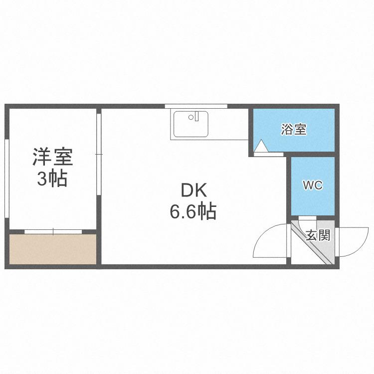 ボヌール23(1DK/1階)の間取り写真