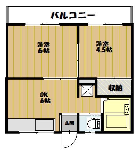 ベルグラン矢沢(2DK/3階)の間取り写真