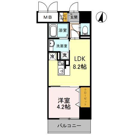 ザカーム(1LDK/2階)の間取り写真