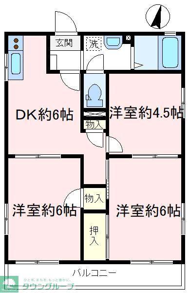 霞川ハイツ(3DK/1階)の間取り写真