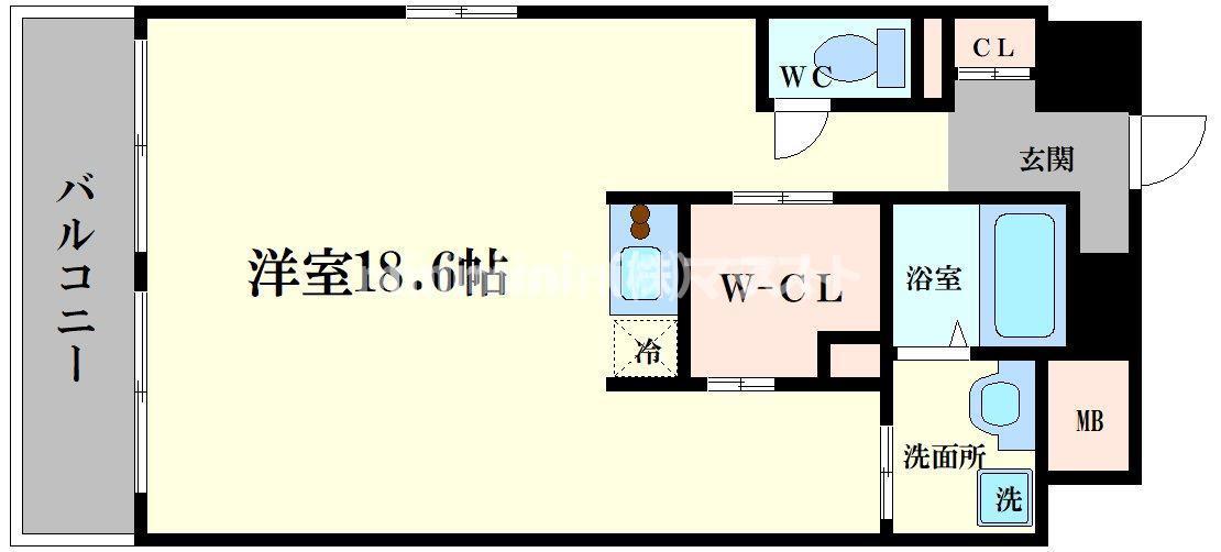 WOLF PACK APARTMENT(ワンルーム/9階)の間取り写真