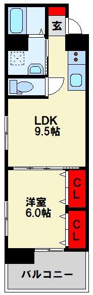 メゾンほおづきI(1LDK/7階)の間取り写真