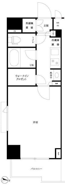ルーブル市ヶ谷(1K/1階)の間取り写真