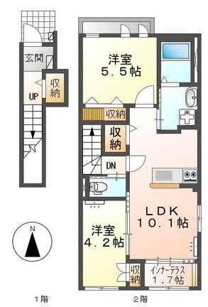 スターコート(2LDK/2階)の間取り写真