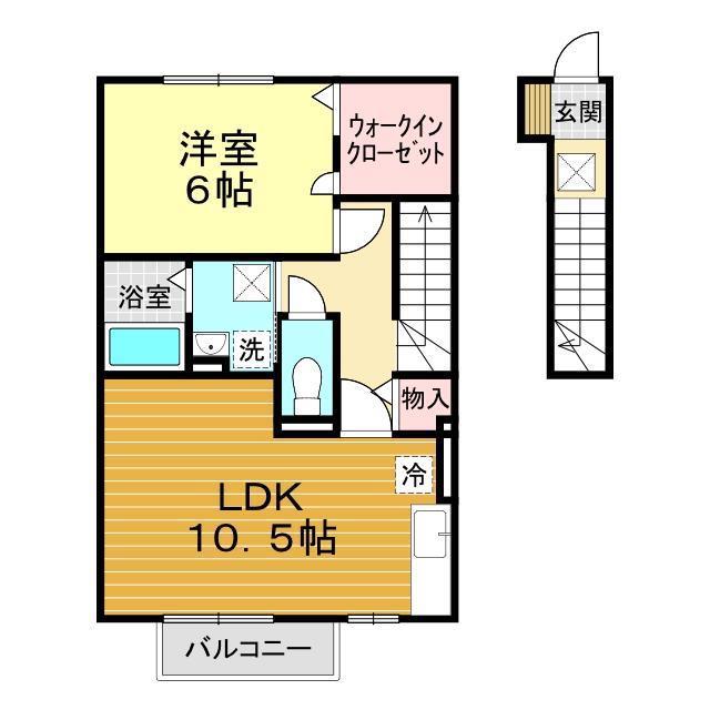 シャルマン(1LDK/2階)の間取り写真