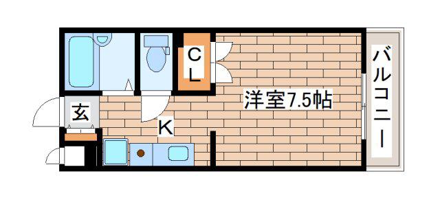 エスポワール須磨(1K/2階)の間取り写真