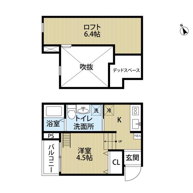 LUNA北巽STA(1K/2階)の間取り写真