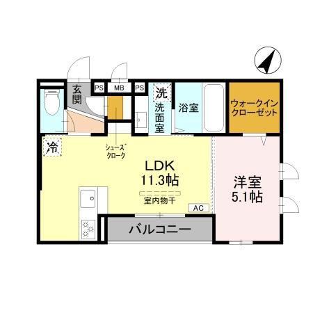 メルヴェイユ ソレイユ(1LDK/2階)の間取り写真