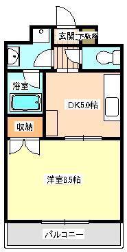 キャッスル水前寺(1DK/3階)の間取り写真