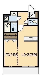 マリベールアラシII(1LDK/1階)の間取り写真