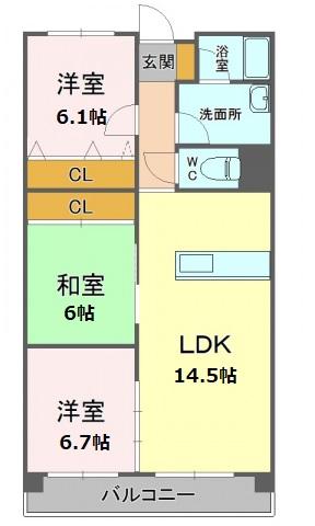パルクプロッシュ(3LDK/2階)の間取り写真