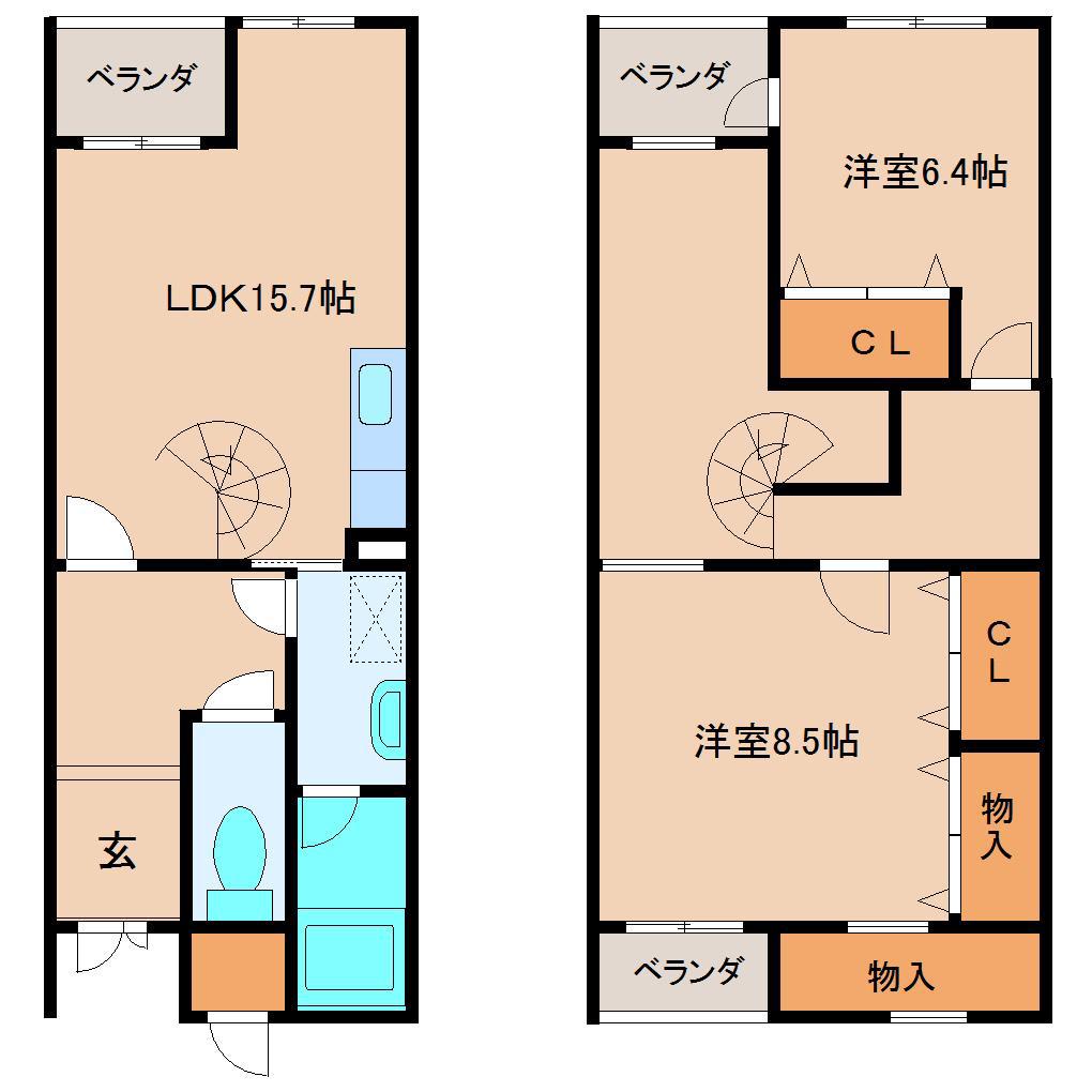 PRIME GARDEN(2LDK/1階)の間取り写真