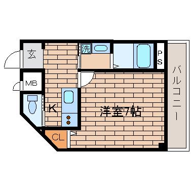 クレアドル須磨II(1K/3階)の間取り写真