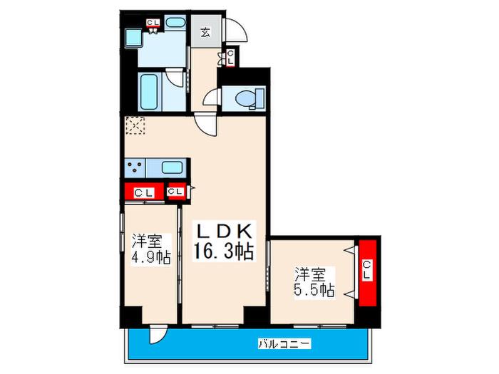 MARE MIYOSHI(2LDK/2階)の間取り写真